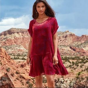 Johnny Was Doris Velvet Mini Dress Red